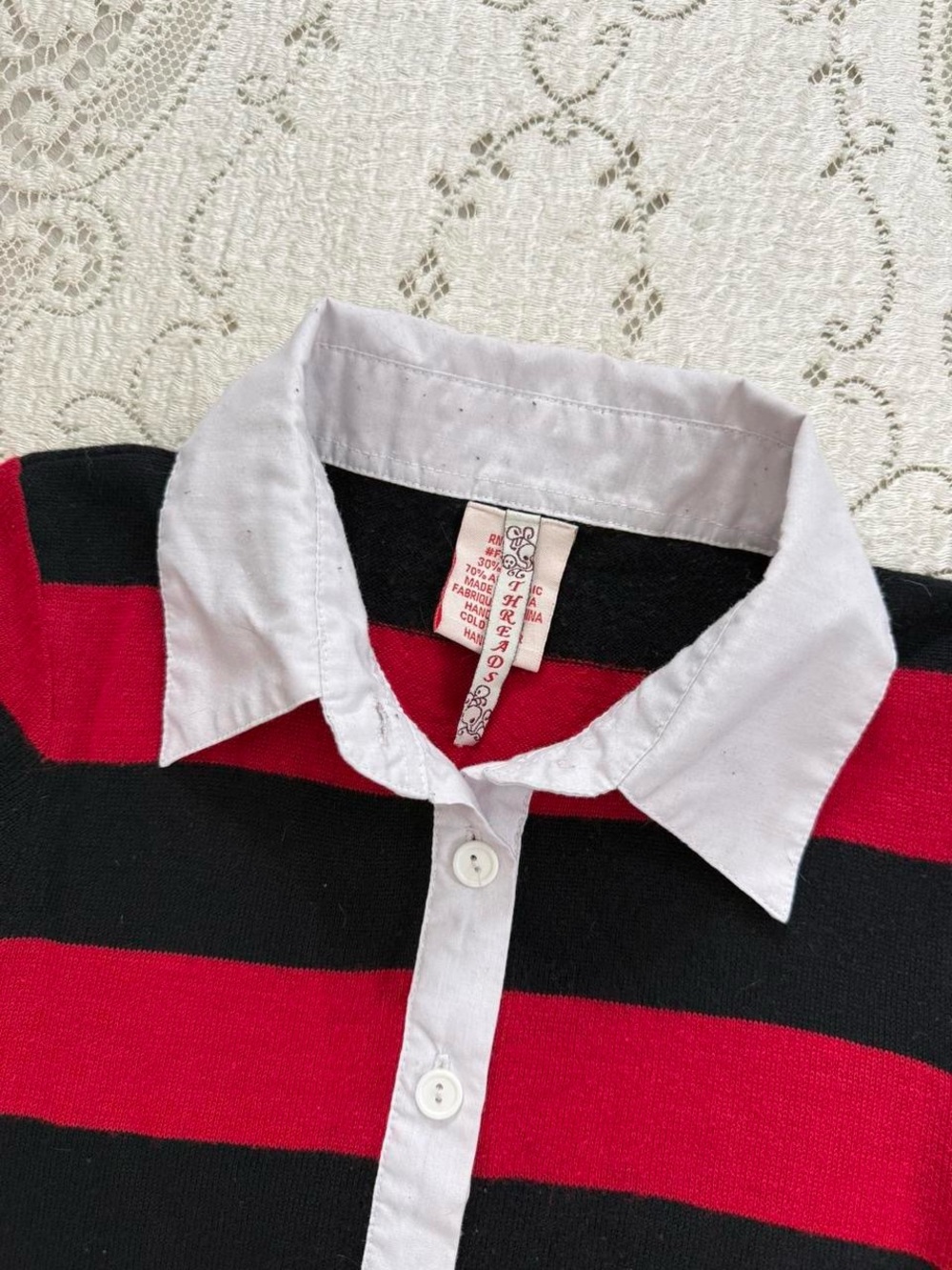 y2k preppy emo scenecore mall goth red and white striped knit dress | size XS - Picture 5 of 5